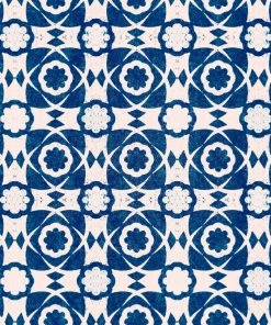 Mind The Gap Aegean Tiles Indigo Wallpaper