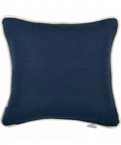 Mind The Gap Blue Skies Ahead Ahoy Linen Embroidered Cushion