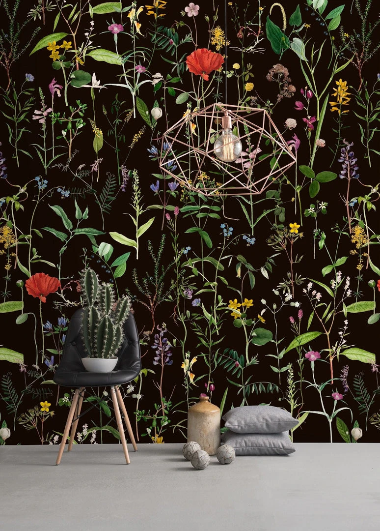 Mind The Gap New Aquafleur Anthracite Floral Wallpaper - Nature & Animals Design 4 Mind The Gap New Aquafleur Anthracite Wallpaper