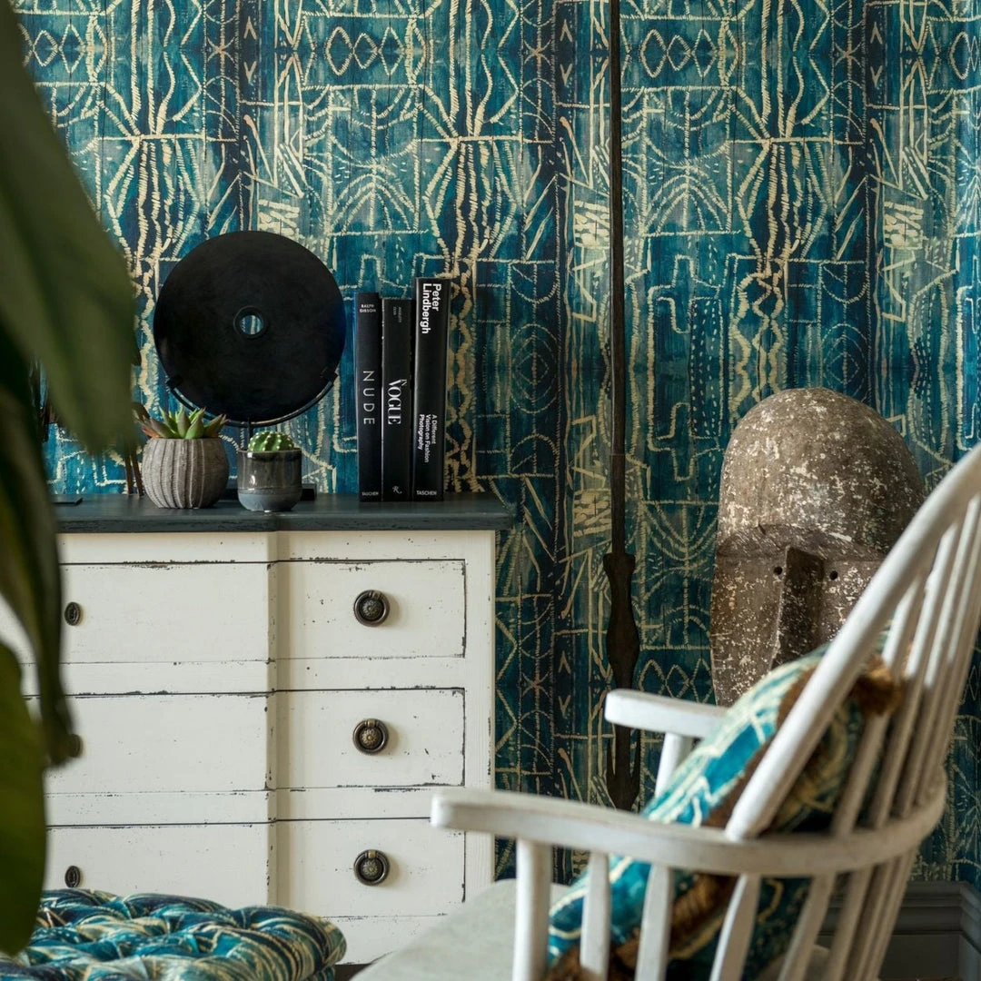 Mind The Gap Bamileke Wallpaper Indigena - Abstract Block Printed Textured Wallpaper for Modern Homes 4 Mind The Gap Bamileke Wallpaper Indigena