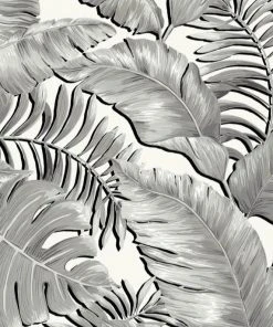 Brand Mckenzie Banana Leaves Wallpaper, Black & White Memphis To Miami
