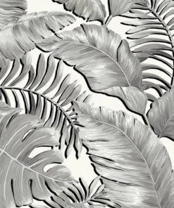 Brand Mckenzie Banana Leaves Max Wallpaper, Black & White