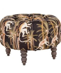 Mind The Gap Fez Tufted Stool - Barbados Linen Havana Tropicana