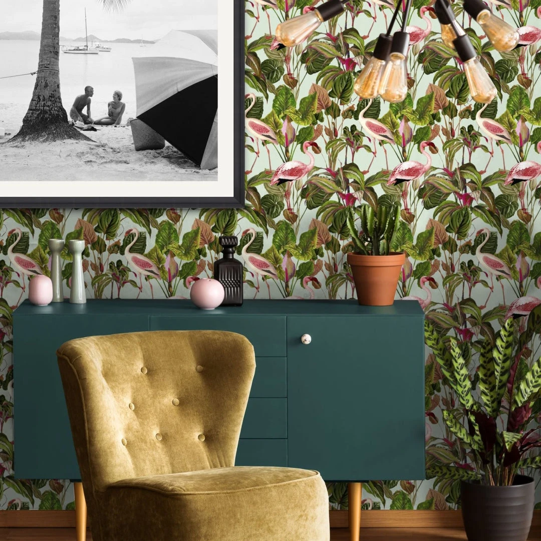 Mind The Gap Beverly Hills Mint Wallpaper - Memphis to Miami Collection | Trees & Leaves Design 4 Mind The Gap Beverly Hills Mint Wallpaper Memphis To Miami