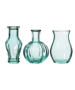 Sass & Belle Bohemian Dream Set Of 3 Blue Recycled Vases Small