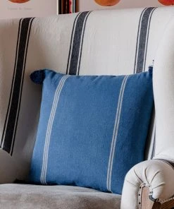 Mind The Gap Blue Skies Ahead Katalin Stripe Linen Cushion