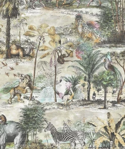 Brand Mckenzie Animal Islands Wallpaper, Bamboo Green Havana Tropicana