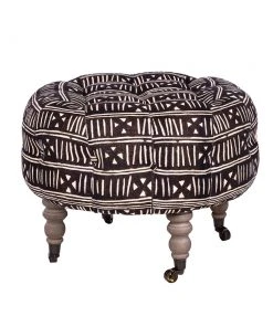 Mind The Gap Indigena Fez Tufted Stool - Bogolanfini