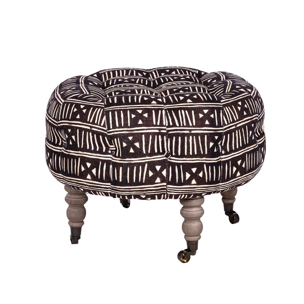 Mind The Gap Indigena Fez Tufted Stool - Handcrafted Bogolanfini Footstool for Modern Homes 3 Mind The Gap Indigena Fez Tufted Stool - Bogolanfini