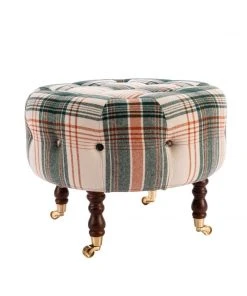 Mind The Gap Fez Tufted Stool - Monterey Plaid Havana Tropicana