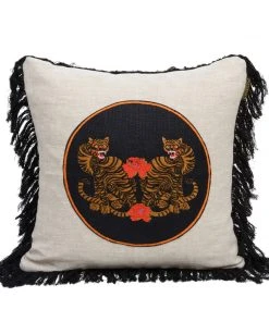 Mind The Gap Bengal Tigers Embroidered Cushion Indigena