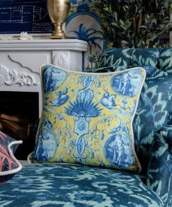 Mind The Gap Calypso Linen Cushion Blue Skies Ahead