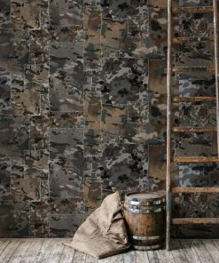 Mind The Gap Camo Brown Wallpaper
