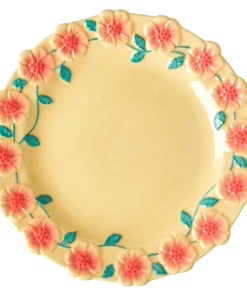 Rice By Rice New Ceramic Floral Dinner Plate - Cream