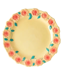 Rice By Rice New Ceramic Floral Side Plate - Cream