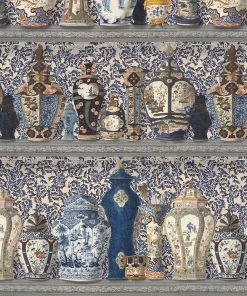 Mind The Gap Ceramic Wonders Indigo Wallpaper