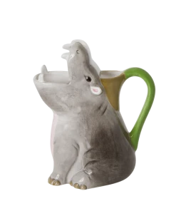 Rice By Rice Happy Hippo Ceramic Jug Vase New