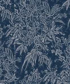 Mind The Gap Cherry Orchard Indigo Wallpaper Rose & Thorn