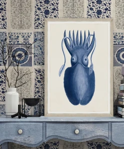 Mind The Gap Chinese Pattern Blue Wallpaper Indigena