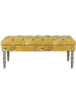 Mind The Gap MTG FURNITURE - EDWARD TUFTED OTTOMAN - CHINOISERIE VELVET FABRIC Rose & Thorn