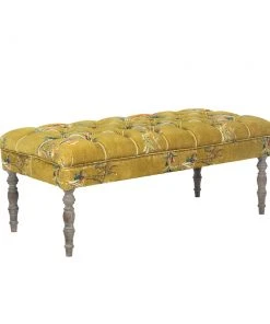 Mind The Gap MTG FURNITURE - EDWARD TUFTED OTTOMAN - CHINOISERIE VELVET FABRIC Rose & Thorn