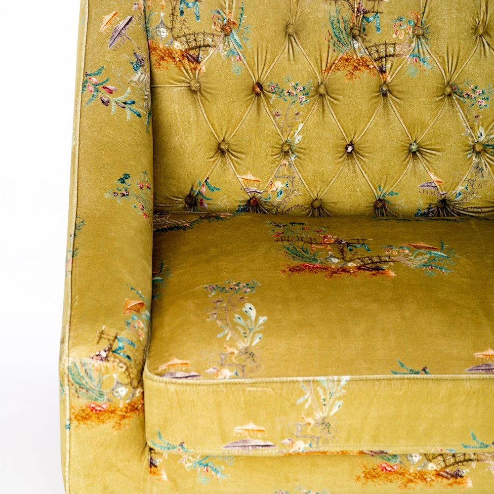 Mind The Gap MTG Furniture Baron Tufted Sofa - Chinoiserie Velvet Rose & Thorn Sofa 8 Mind The Gap MTG FURNITURE - BARON TUFTED SOFA - CHINOISERIE VELVET Rose & Thorn