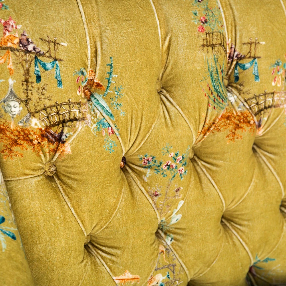 Mind The Gap MTG Furniture Baron Tufted Sofa - Chinoiserie Velvet Rose & Thorn Sofa 9 Mind The Gap MTG FURNITURE - BARON TUFTED SOFA - CHINOISERIE VELVET Rose & Thorn