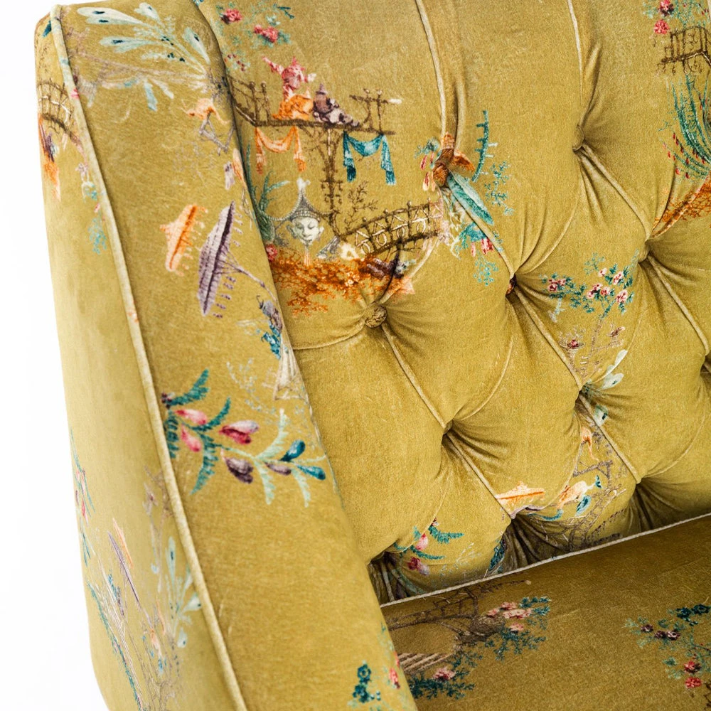 Mind The Gap MTG Furniture Baron Tufted Sofa - Chinoiserie Velvet Rose & Thorn Sofa 10 Mind The Gap MTG FURNITURE - BARON TUFTED SOFA - CHINOISERIE VELVET Rose & Thorn