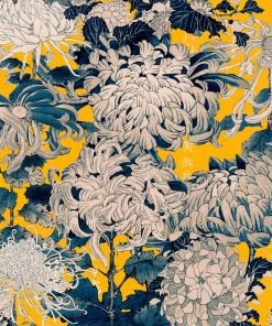 Mind The Gap Chrysanthemums Yellow Wallpaper