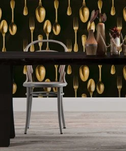 Mind The Gap Wallpaper & Paint Cutlery Brass Wallpaper