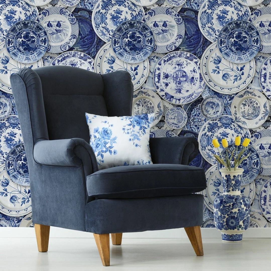 Mind The Gap Delftware Wallpaper Les Jardins Royaux - Abstract Wallpaper for Modern Homes 4 Mind The Gap Delftware Wallpaper Les Jardins Royaux