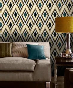 Mind The Gap Diamonds In Brass Wallpaper