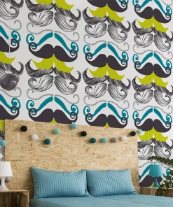 Mind The Gap Moustache Wallpaper - Comic & Themed Wallpaper for Unique Home Decor 5 Mind The Gap Wallpaper & Paint Different Moustaches Wallpaper