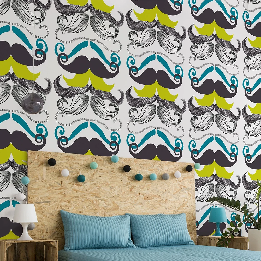 Mind The Gap Moustache Wallpaper - Comic & Themed Wallpaper for Unique Home Decor 4 Mind The Gap Wallpaper & Paint Different Moustaches Wallpaper