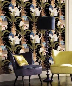 Mind The Gap Egyptian Queens Anthracite Wallpaper Wallpaper & Paint