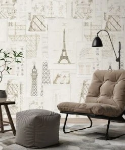 Mind The Gap Grand Eiffel Anthracite Wallpaper Les Jardins Royaux