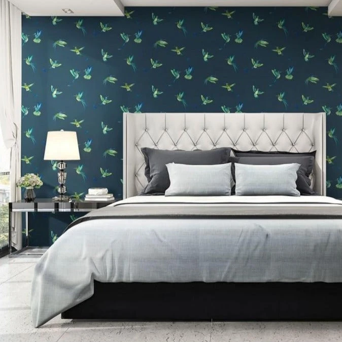 Brand Mckenzie Rose & Thorn Exotic Birds Wallpaper - Midnight Blue | Nature & Animals Wallpaper 4 Brand Mckenzie Rose & Thorn Exotic Birds Wallpaper, Midnight Blue