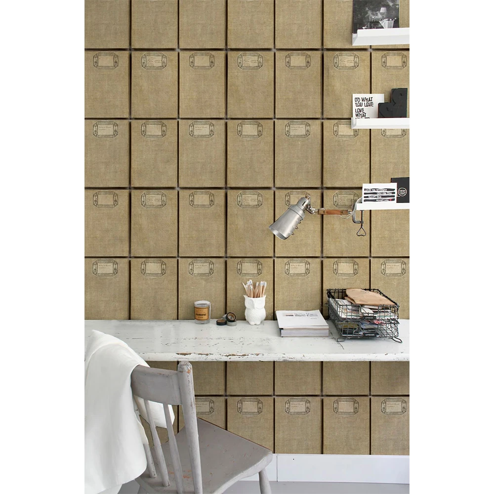 Mind The Gap Taupe Fabric Wallpaper - Premium Home Decor Wall Covering 6 Mind The Gap Fabric Covers Taupe Wallpaper