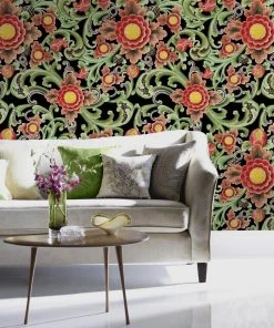 Mind The Gap Floral Painting Dark Wallpaper