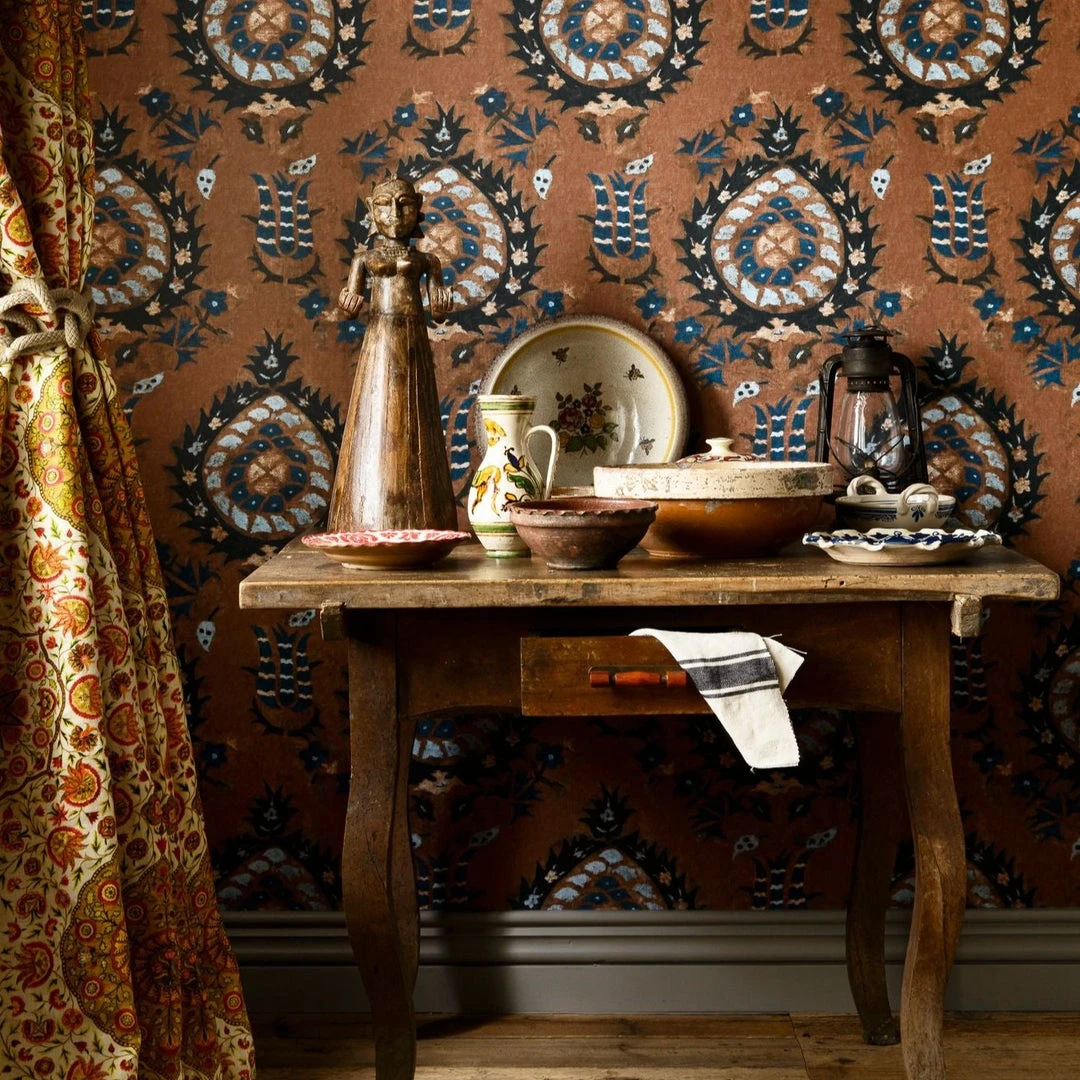 Mind The Gap Bohemian Dream Flourish Sienna Wallpaper - Block Printed & Repeat Design 4 Mind The Gap Bohemian Dream Flourish Sienna Wallpaper