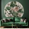 BN Rose & Thorn Wallpaper Circles Flowers Grey Background
