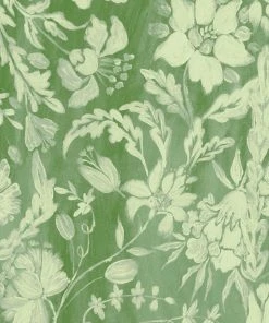 Mind The Gap Flowery Ornament Bud Green Wallpaper Rose & Thorn