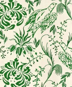 Mind The Gap Rose & Thorn Folk Embroidery Fern Green Wallpaper