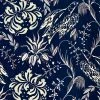 Mind The Gap Folk Embroidery Indigo Wallpaper Rose & Thorn
