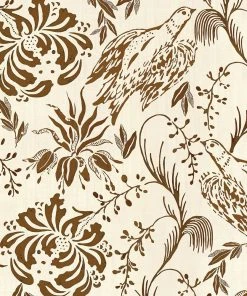 Mind The Gap Folk Embroidery Tobacco Wallpaper Rose & Thorn