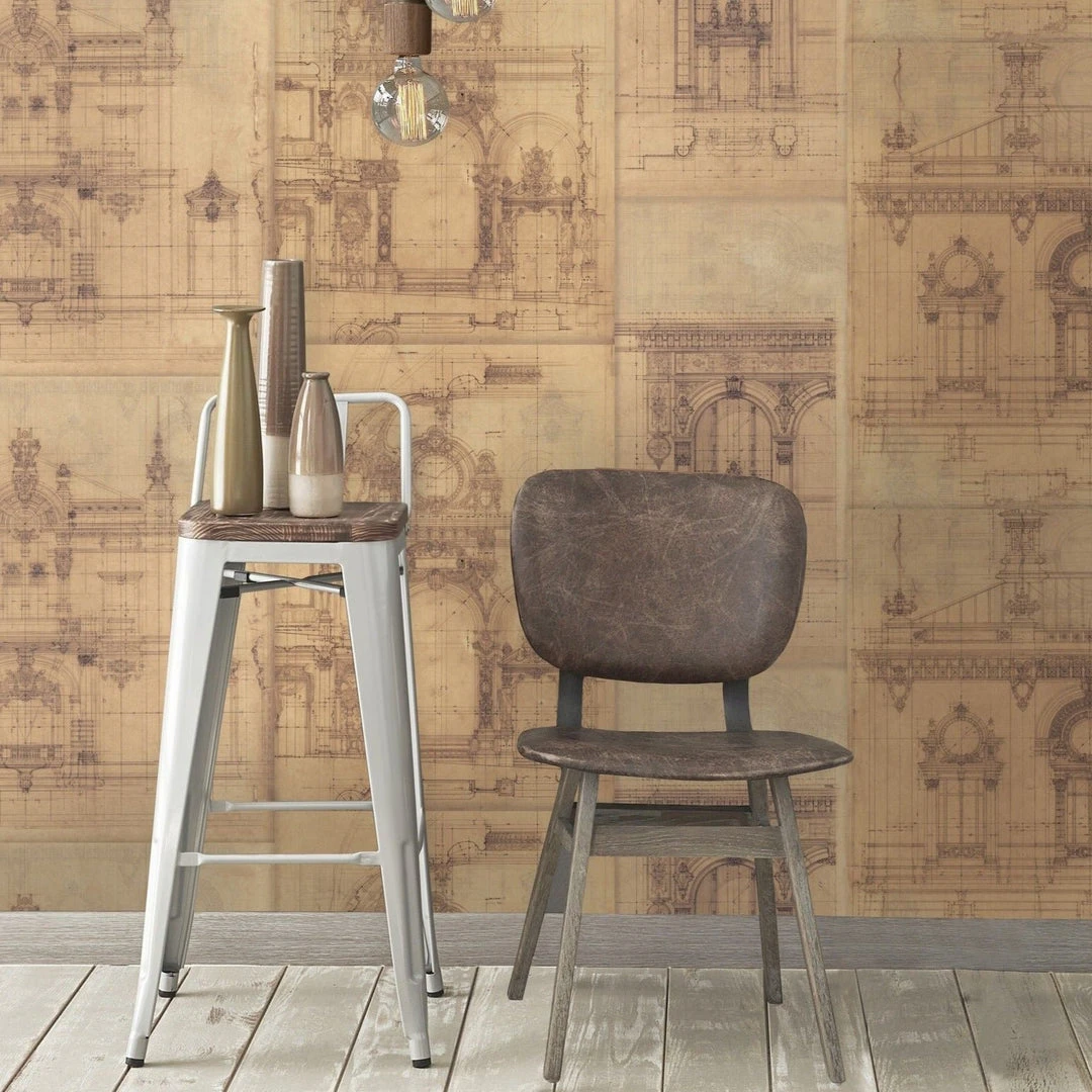 Mind The Gap Garnier Blue Wallpaper - Premium Drawing & Illustrative Design for Home Decor 6 Mind The Gap Garnier Blue Wallpaper