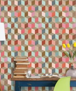 Mind The Gap Memphis To Miami Coloured Geometry Wallpaper