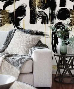 Mind The Gap Gestural Abstraction Anthracite Wallpaper