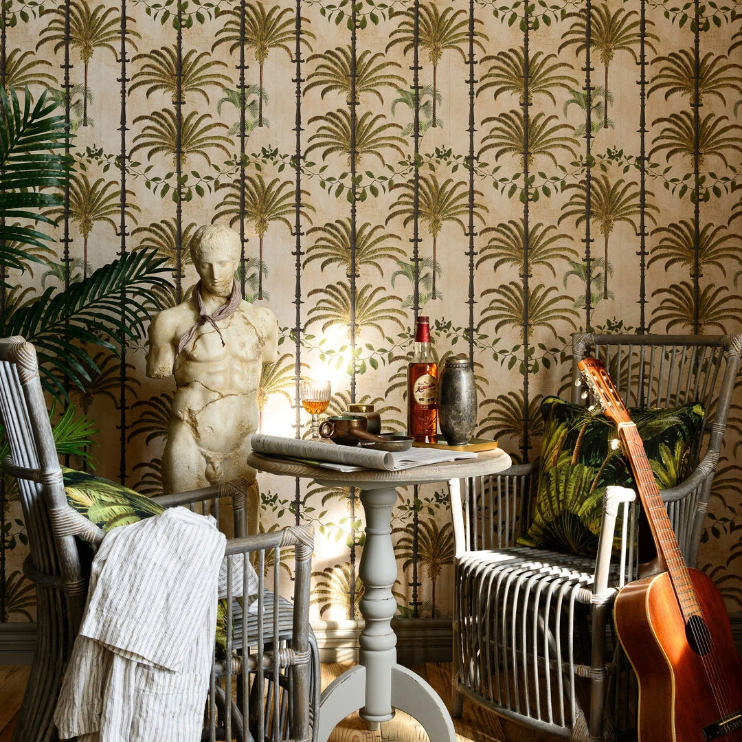 Mind The Gap Havana Tropicana Regatta Blue Wallpaper - Tropical Trees & Leaves Design 6 Mind The Gap Havana Tropicana Havana Regatta Blue Wallpaper