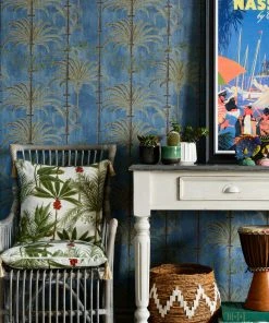 Mind The Gap Havana Tropicana Regatta Blue Wallpaper - Tropical Trees & Leaves Design 7 Mind The Gap Havana Tropicana Havana Regatta Blue Wallpaper